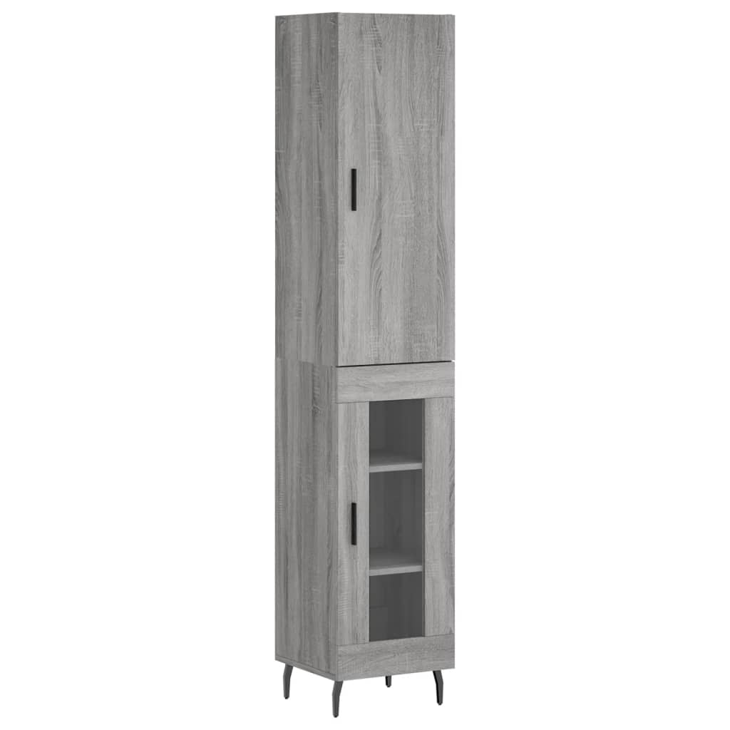 Hoge kast 34,5x34x180 cm bewerkt hout grijs sonoma eikenkleurig is nu te koop bij PeponiXL, paradijselijk wonen!