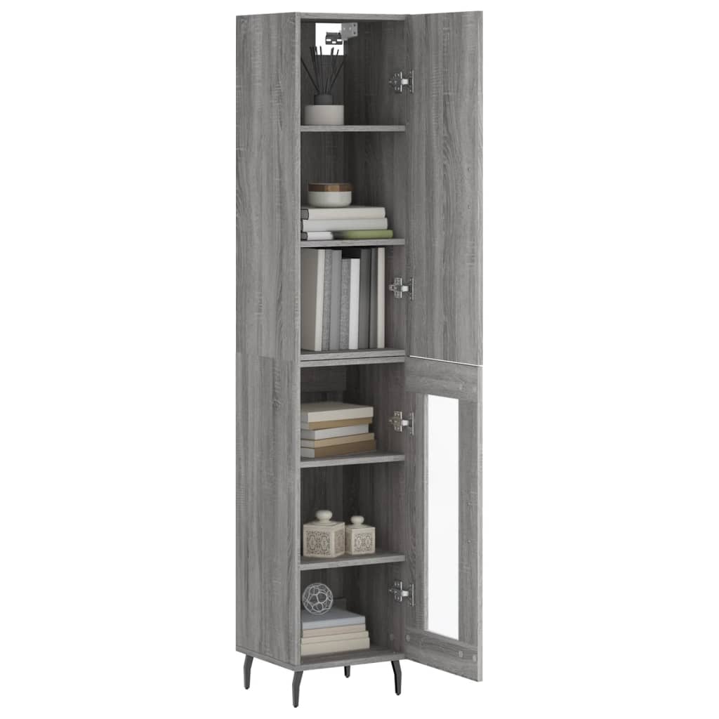 Hoge kast 34,5x34x180 cm bewerkt hout grijs sonoma eikenkleurig is nu te koop bij PeponiXL, paradijselijk wonen!