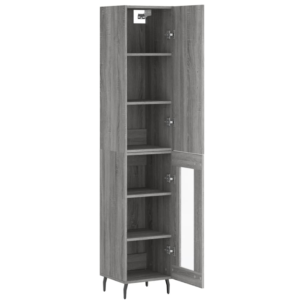 Hoge kast 34,5x34x180 cm bewerkt hout grijs sonoma eikenkleurig is nu te koop bij PeponiXL, paradijselijk wonen!