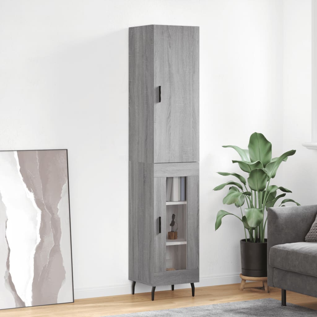 Hoge kast 34,5x34x180 cm bewerkt hout grijs sonoma eikenkleurig is nu te koop bij PeponiXL, paradijselijk wonen!