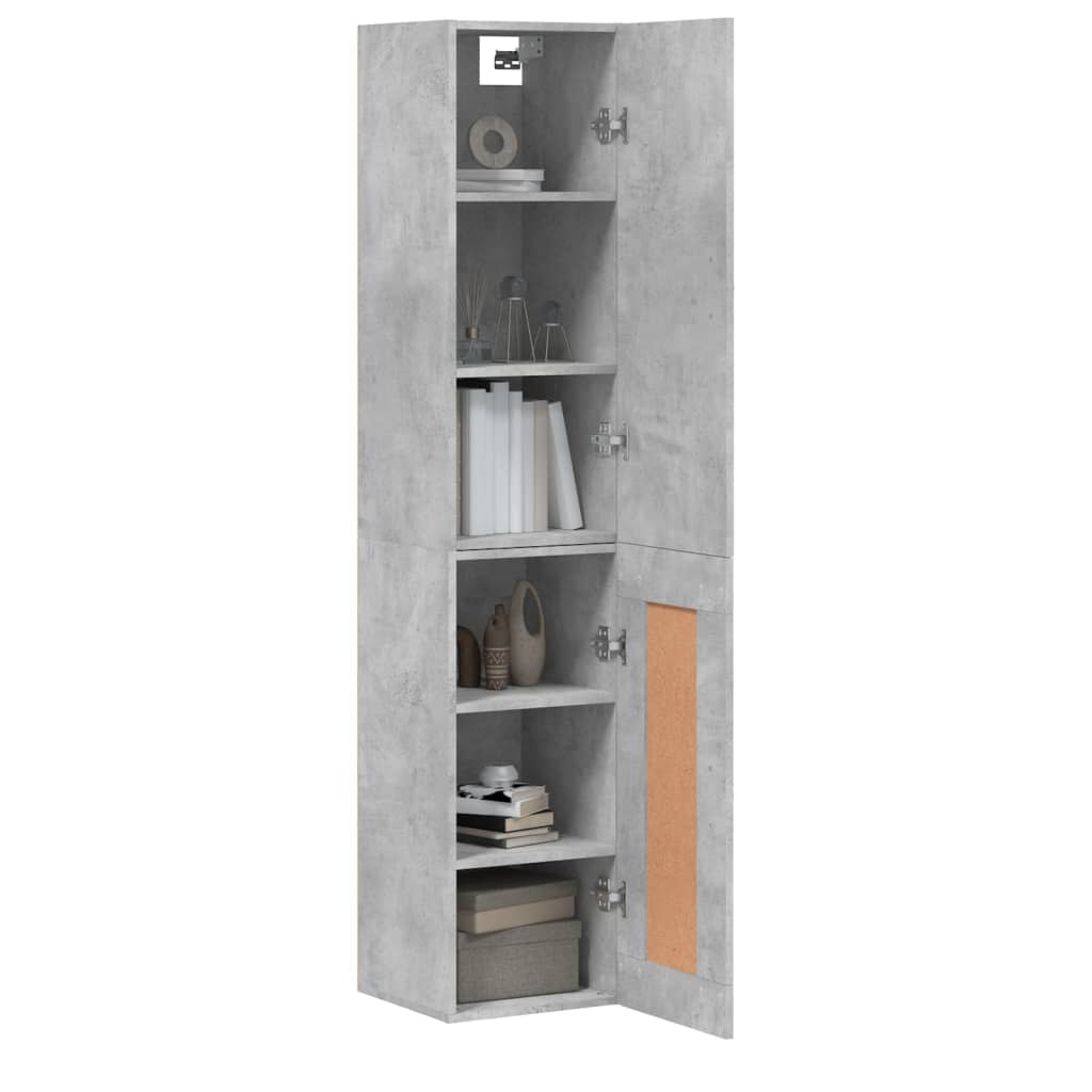 Hoge kast 34,5x34x180 cm bewerkt hout betongrijs is nu te koop bij PeponiXL, paradijselijk wonen!
