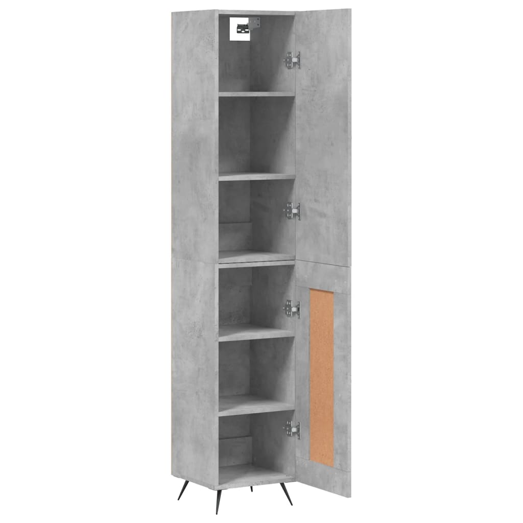 Hoge kast 34,5x34x180 cm bewerkt hout betongrijs is nu te koop bij PeponiXL, paradijselijk wonen!