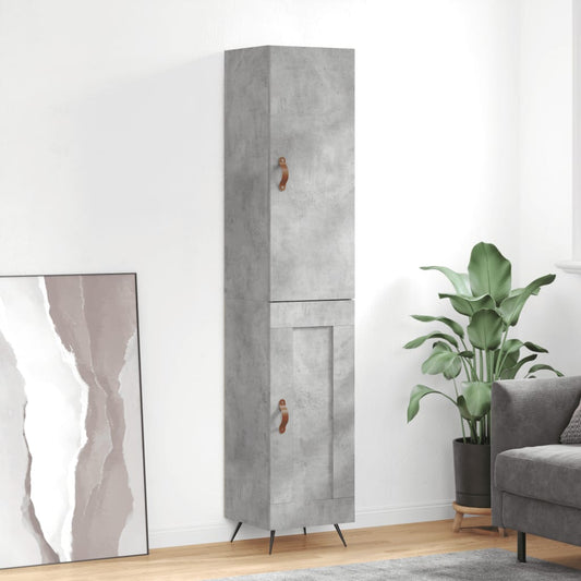 Hoge kast 34,5x34x180 cm bewerkt hout betongrijs is nu te koop bij PeponiXL, paradijselijk wonen!