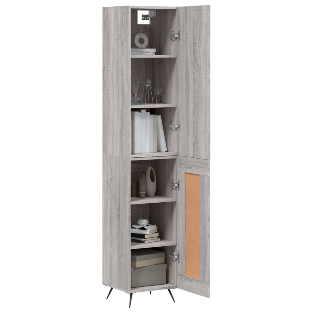 Hoge kast 34,5x34x180 cm bewerkt hout grijs sonoma eikenkleurig is nu te koop bij PeponiXL, paradijselijk wonen!