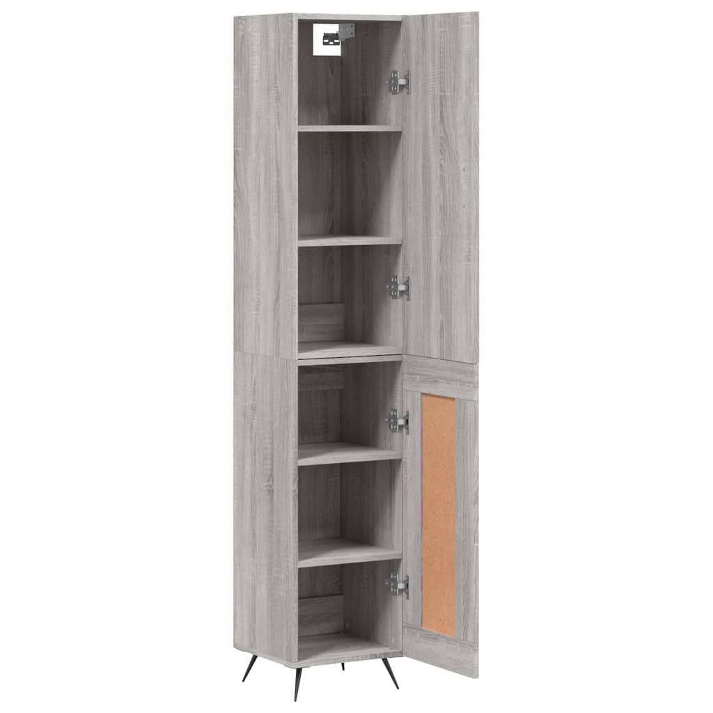 Hoge kast 34,5x34x180 cm bewerkt hout grijs sonoma eikenkleurig is nu te koop bij PeponiXL, paradijselijk wonen!