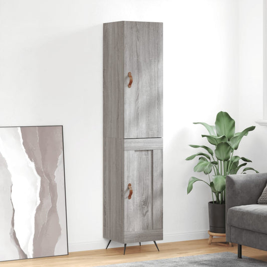 Hoge kast 34,5x34x180 cm bewerkt hout grijs sonoma eikenkleurig is nu te koop bij PeponiXL, paradijselijk wonen!