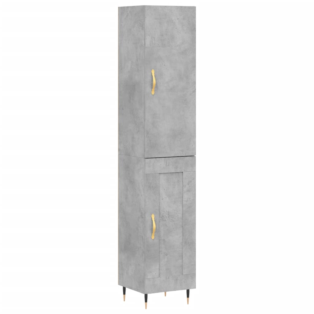 Hoge kast 34,5x34x180 cm bewerkt hout betongrijs is nu te koop bij PeponiXL, paradijselijk wonen!