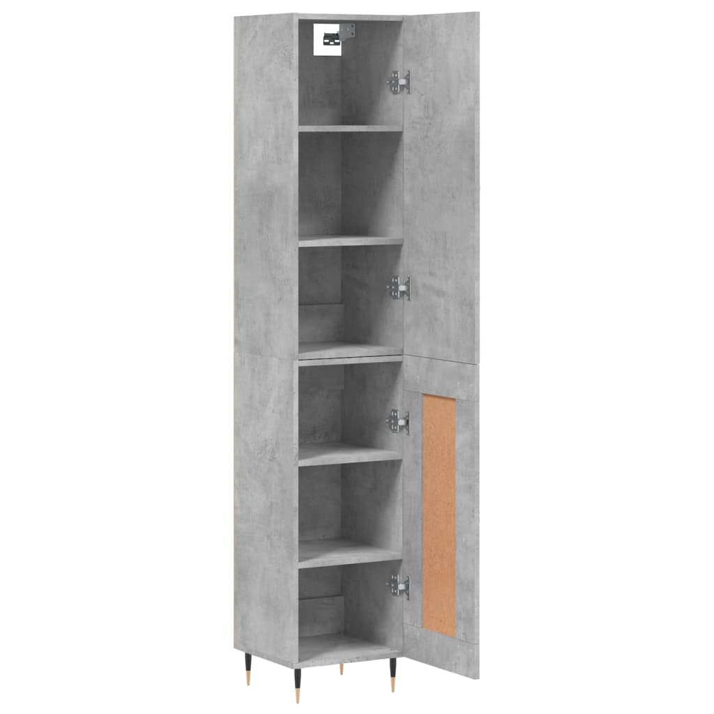 Hoge kast 34,5x34x180 cm bewerkt hout betongrijs is nu te koop bij PeponiXL, paradijselijk wonen!
