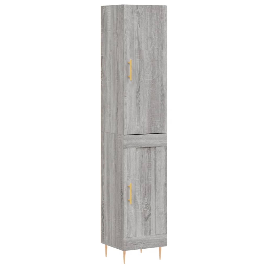 Hoge kast 34,5x34x180 cm bewerkt hout grijs sonoma eikenkleurig is nu te koop bij PeponiXL, paradijselijk wonen!