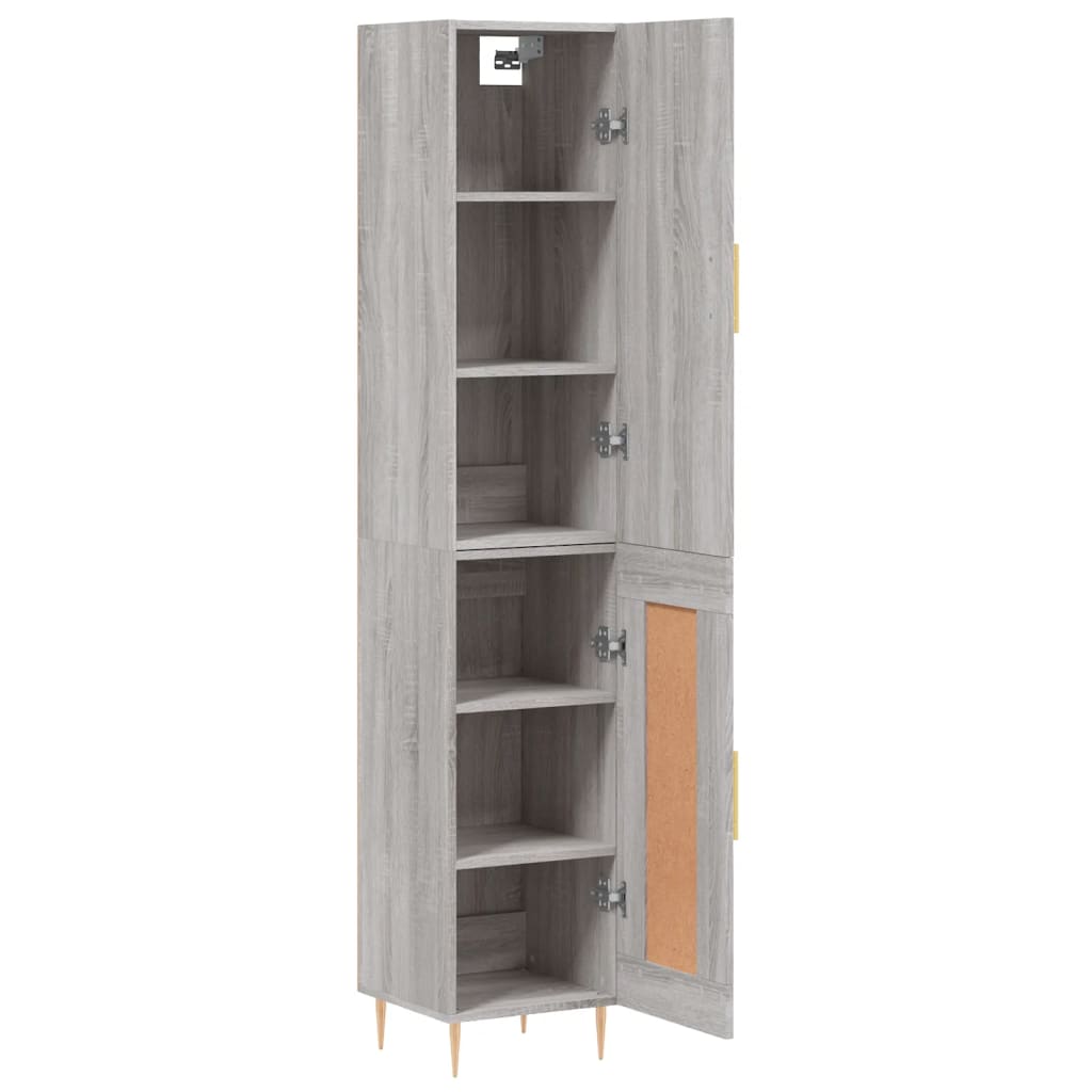 Hoge kast 34,5x34x180 cm bewerkt hout grijs sonoma eikenkleurig is nu te koop bij PeponiXL, paradijselijk wonen!