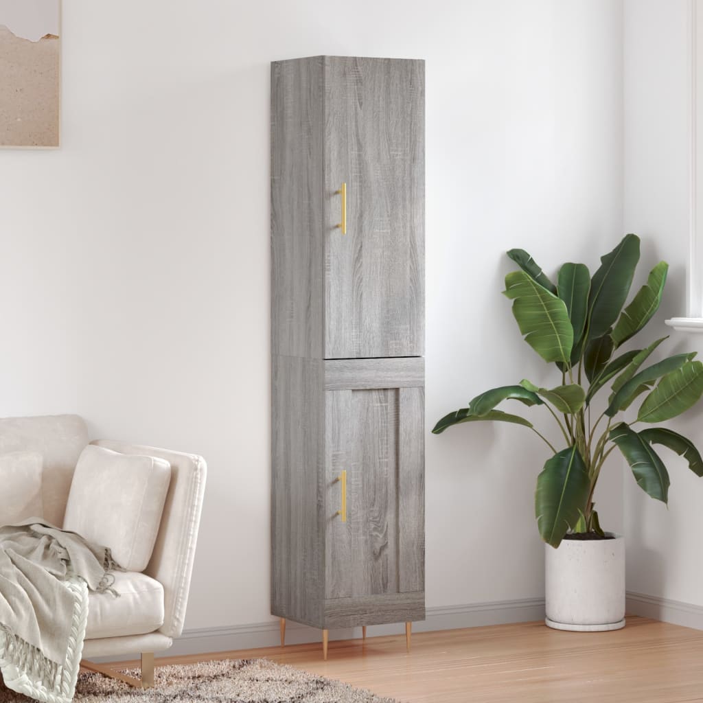 Hoge kast 34,5x34x180 cm bewerkt hout grijs sonoma eikenkleurig is nu te koop bij PeponiXL, paradijselijk wonen!