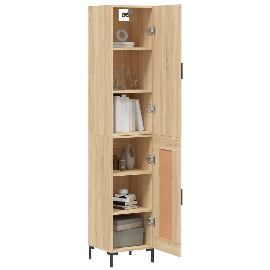 Hoge kast 34,5x34x180 cm bewerkt hout sonoma eikenkleurig is nu te koop bij PeponiXL, paradijselijk wonen!