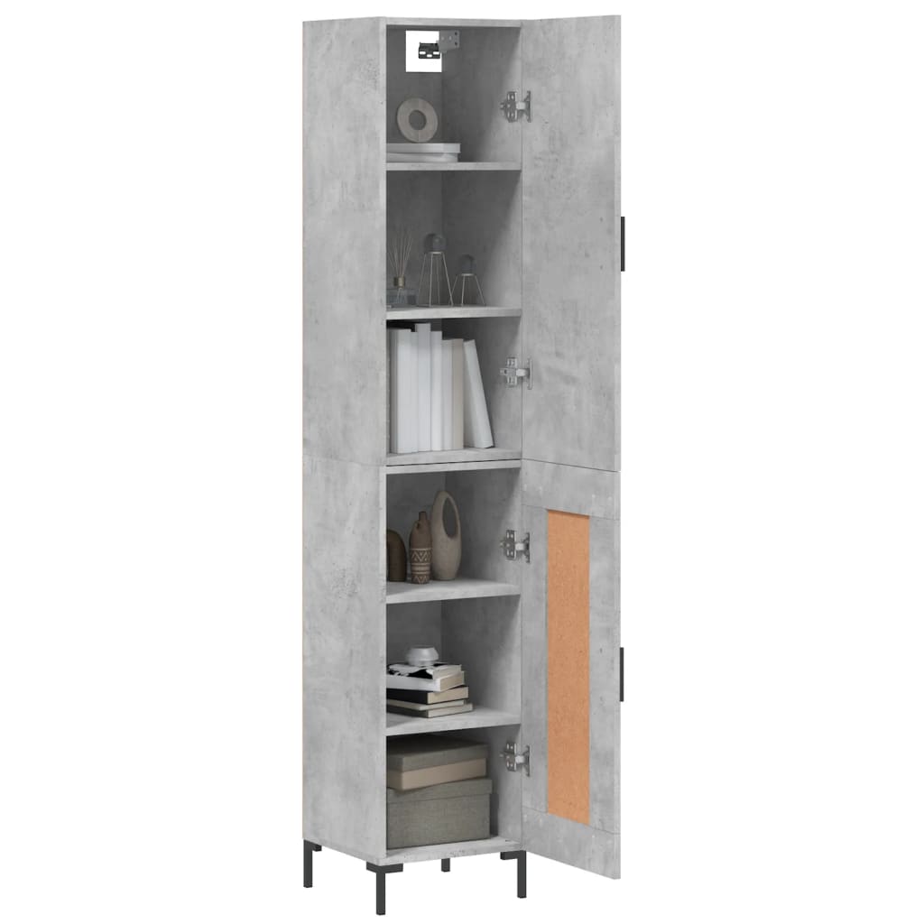 Hoge kast 34,5x34x180 cm bewerkt hout betongrijs is nu te koop bij PeponiXL, paradijselijk wonen!