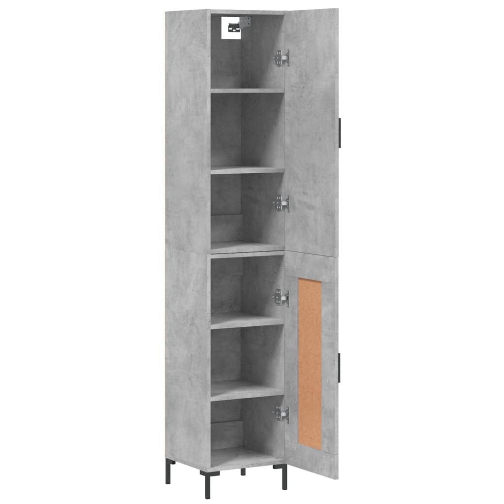 Hoge kast 34,5x34x180 cm bewerkt hout betongrijs is nu te koop bij PeponiXL, paradijselijk wonen!