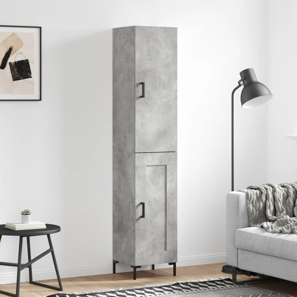 Hoge kast 34,5x34x180 cm bewerkt hout betongrijs is nu te koop bij PeponiXL, paradijselijk wonen!