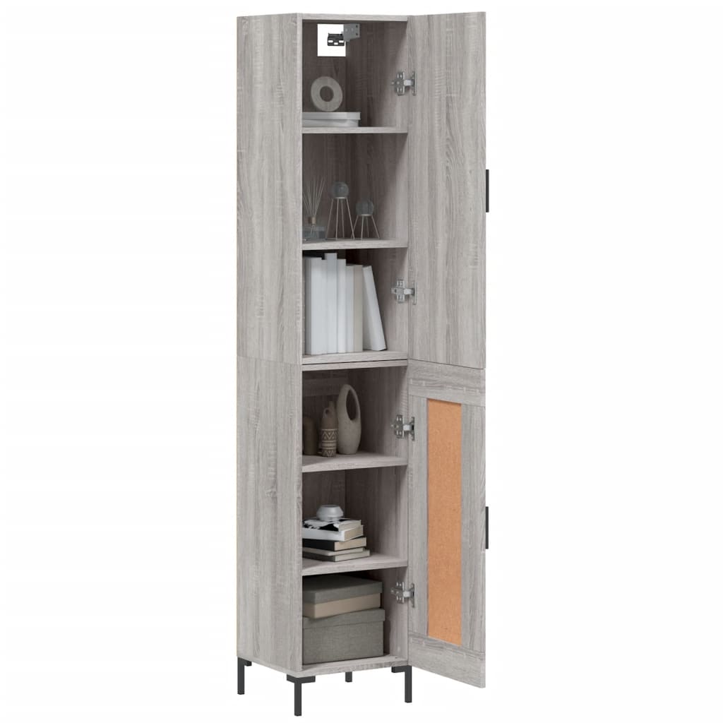 Hoge kast 34,5x34x180 cm bewerkt hout grijs sonoma eikenkleurig is nu te koop bij PeponiXL, paradijselijk wonen!