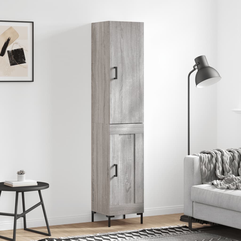 Hoge kast 34,5x34x180 cm bewerkt hout grijs sonoma eikenkleurig is nu te koop bij PeponiXL, paradijselijk wonen!