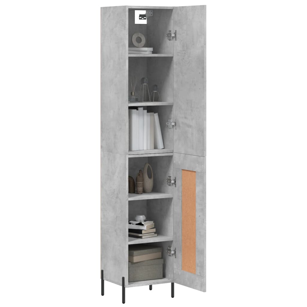 Hoge kast 34,5x34x180 cm bewerkt hout betongrijs is nu te koop bij PeponiXL, paradijselijk wonen!