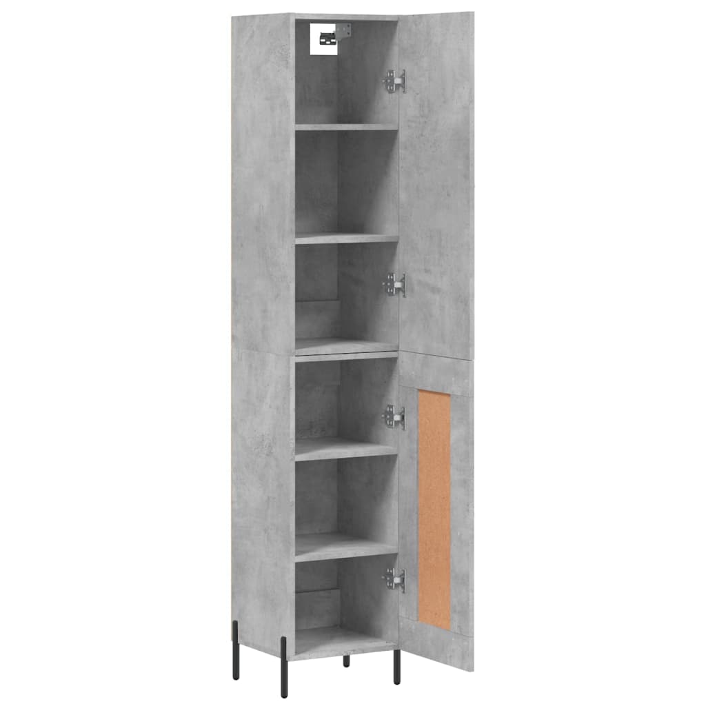 Hoge kast 34,5x34x180 cm bewerkt hout betongrijs is nu te koop bij PeponiXL, paradijselijk wonen!