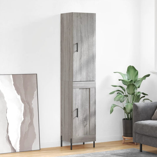 Hoge kast 34,5x34x180 cm bewerkt hout grijs sonoma eikenkleurig is nu te koop bij PeponiXL, paradijselijk wonen!