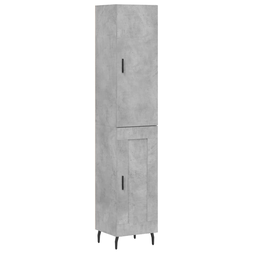 Hoge kast 34,5x34x180 cm bewerkt hout betongrijs is nu te koop bij PeponiXL, paradijselijk wonen!