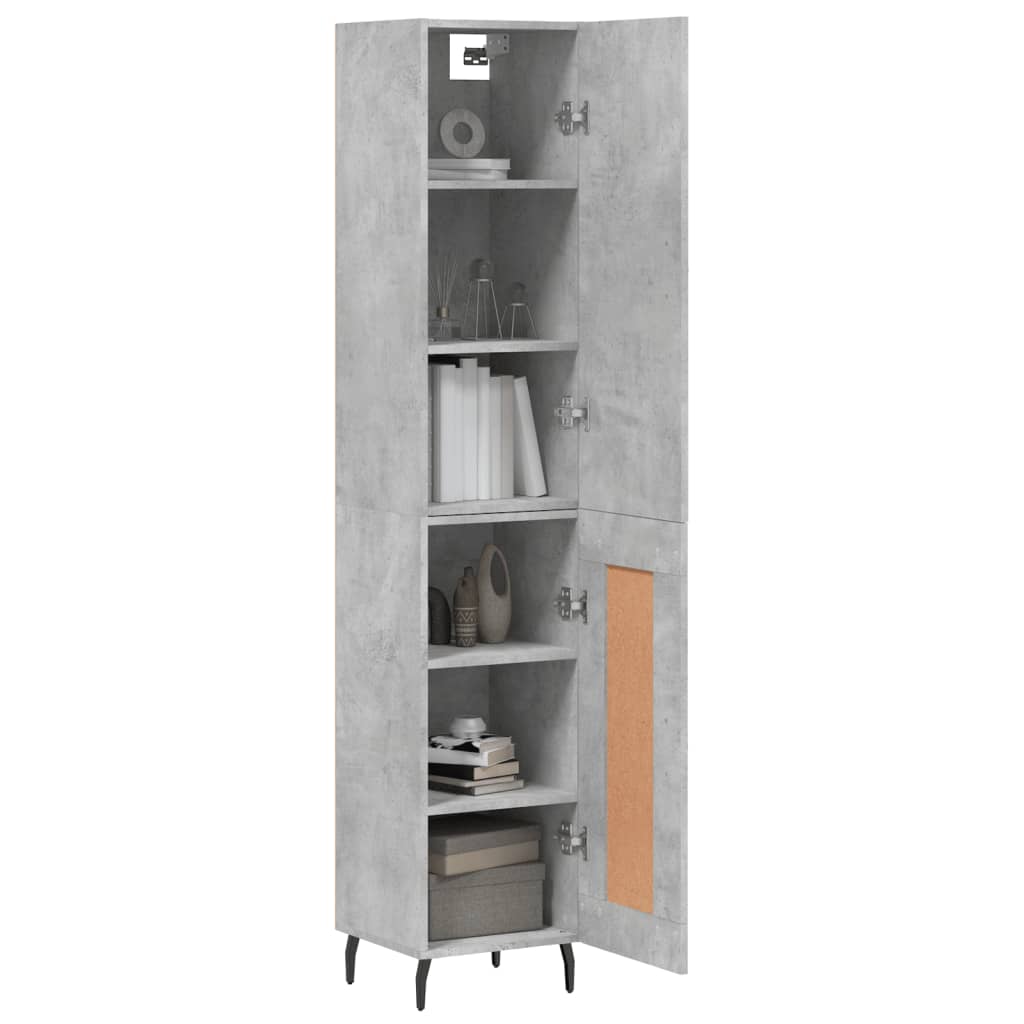 Hoge kast 34,5x34x180 cm bewerkt hout betongrijs is nu te koop bij PeponiXL, paradijselijk wonen!