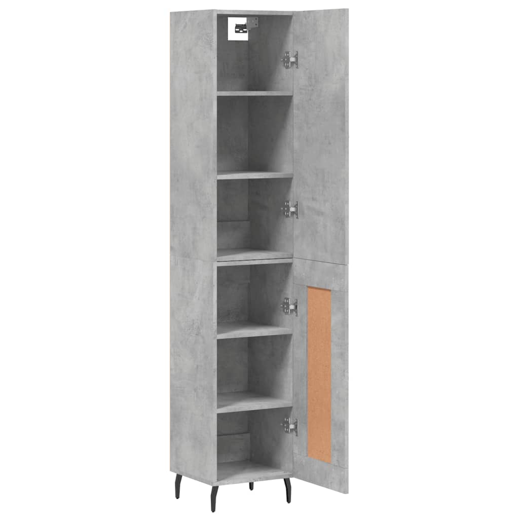 Hoge kast 34,5x34x180 cm bewerkt hout betongrijs is nu te koop bij PeponiXL, paradijselijk wonen!