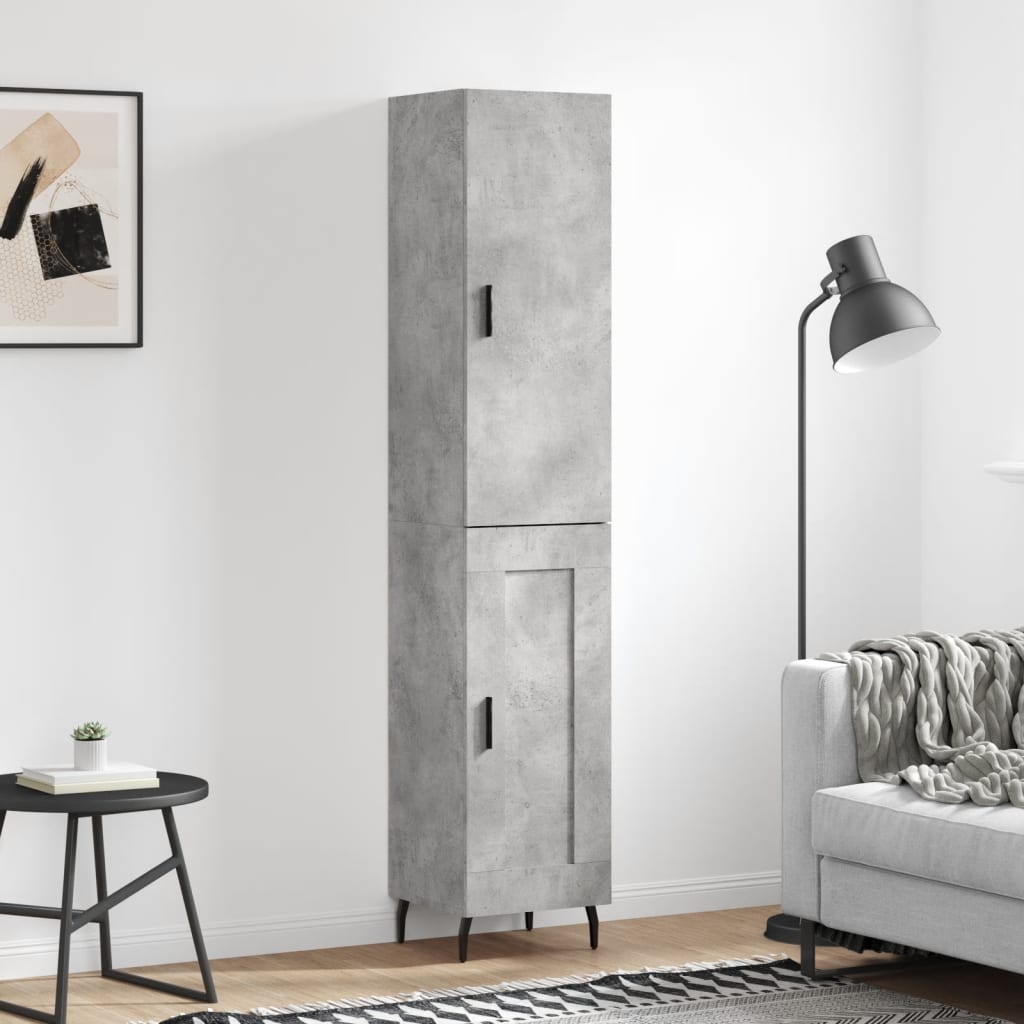 Hoge kast 34,5x34x180 cm bewerkt hout betongrijs is nu te koop bij PeponiXL, paradijselijk wonen!