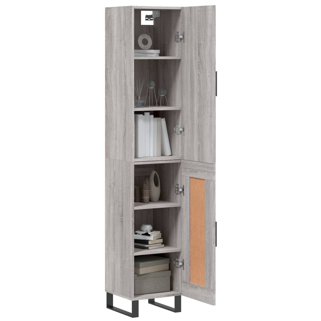 Hoge kast 34,5x34x180 cm bewerkt hout grijs sonoma eikenkleurig is nu te koop bij PeponiXL, paradijselijk wonen!