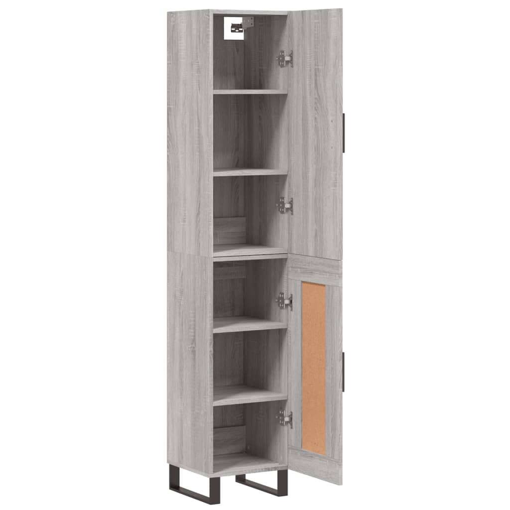 Hoge kast 34,5x34x180 cm bewerkt hout grijs sonoma eikenkleurig is nu te koop bij PeponiXL, paradijselijk wonen!