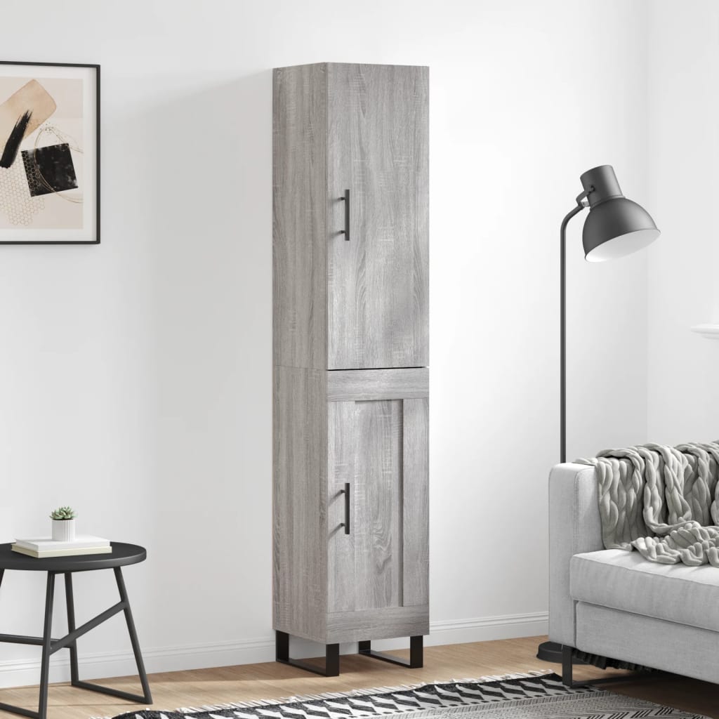 Hoge kast 34,5x34x180 cm bewerkt hout grijs sonoma eikenkleurig is nu te koop bij PeponiXL, paradijselijk wonen!