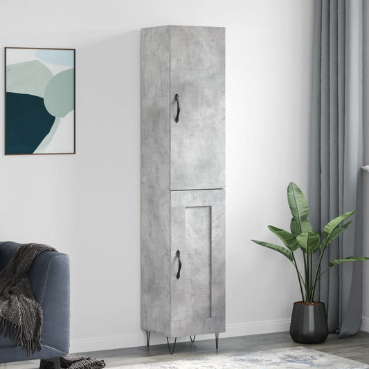 Hoge kast 34,5x34x180 cm bewerkt hout betongrijs is nu te koop bij PeponiXL, paradijselijk wonen!