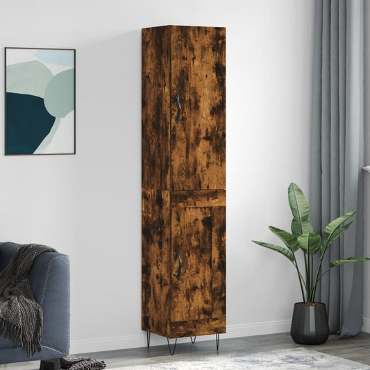 Hoge kast 34,5x34x180 cm bewerkt hout gerookt eikenkleurig is nu te koop bij PeponiXL, paradijselijk wonen!