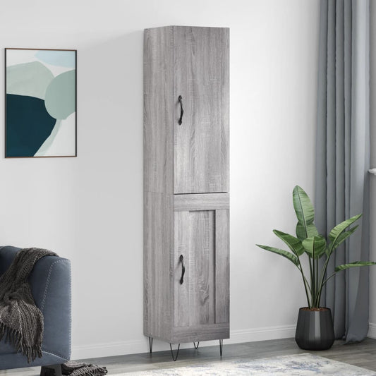 Hoge kast 34,5x34x180 cm bewerkt hout grijs sonoma eikenkleurig is nu te koop bij PeponiXL, paradijselijk wonen!