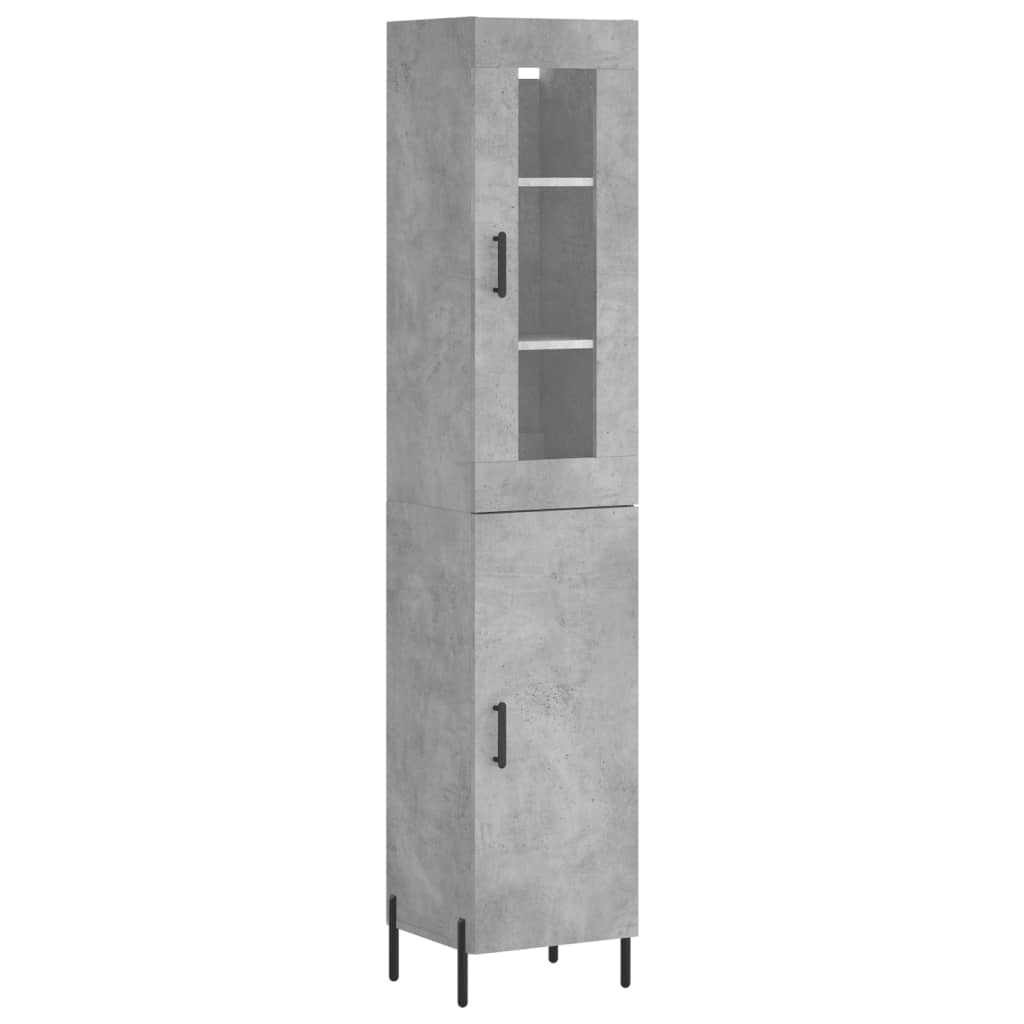 Hoge kast 34,5x34x180 cm bewerkt hout betongrijs is nu te koop bij PeponiXL, paradijselijk wonen!