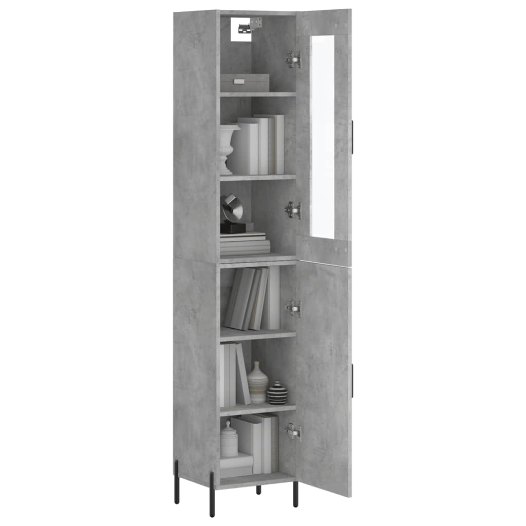 Hoge kast 34,5x34x180 cm bewerkt hout betongrijs is nu te koop bij PeponiXL, paradijselijk wonen!