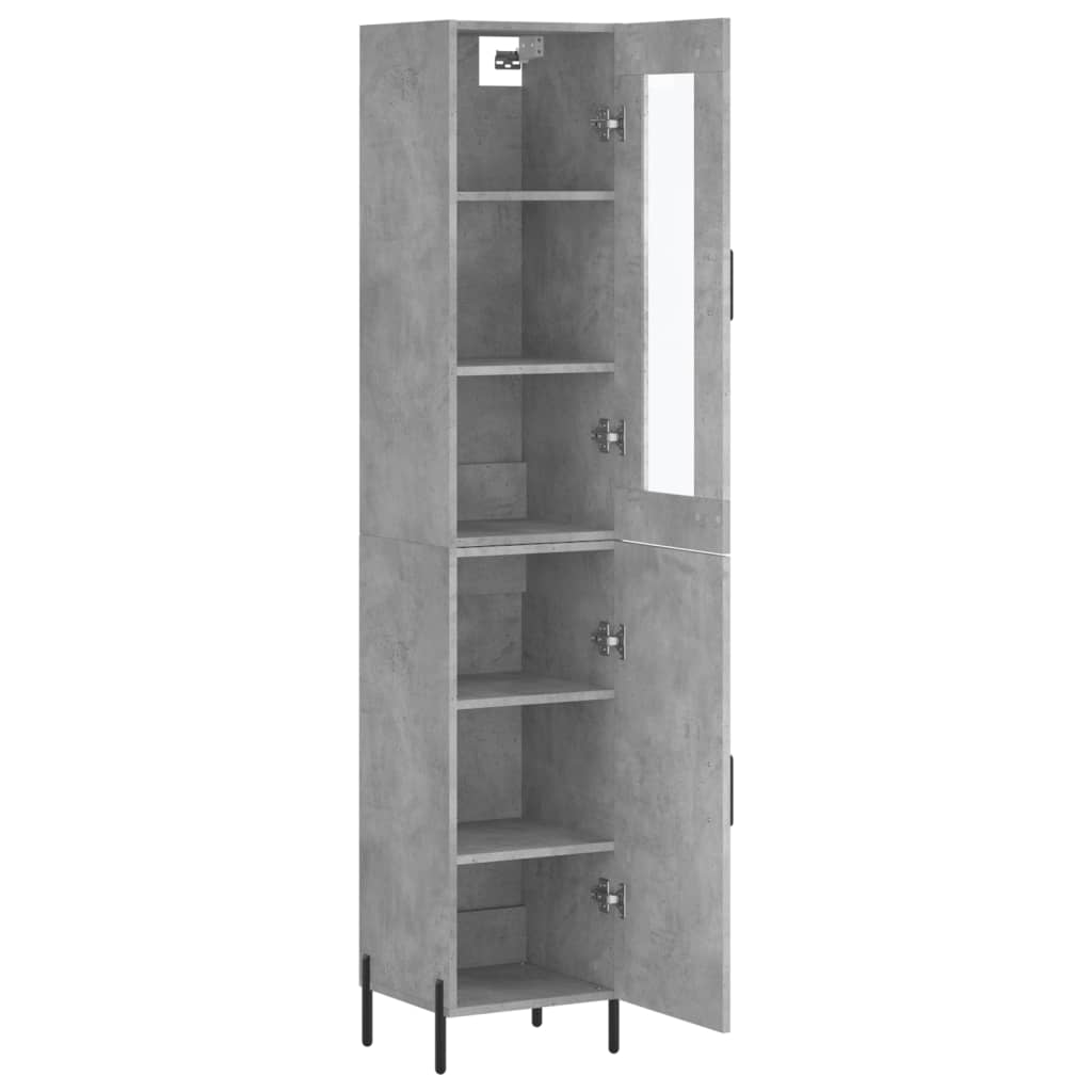 Hoge kast 34,5x34x180 cm bewerkt hout betongrijs is nu te koop bij PeponiXL, paradijselijk wonen!