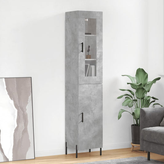 Hoge kast 34,5x34x180 cm bewerkt hout betongrijs is nu te koop bij PeponiXL, paradijselijk wonen!