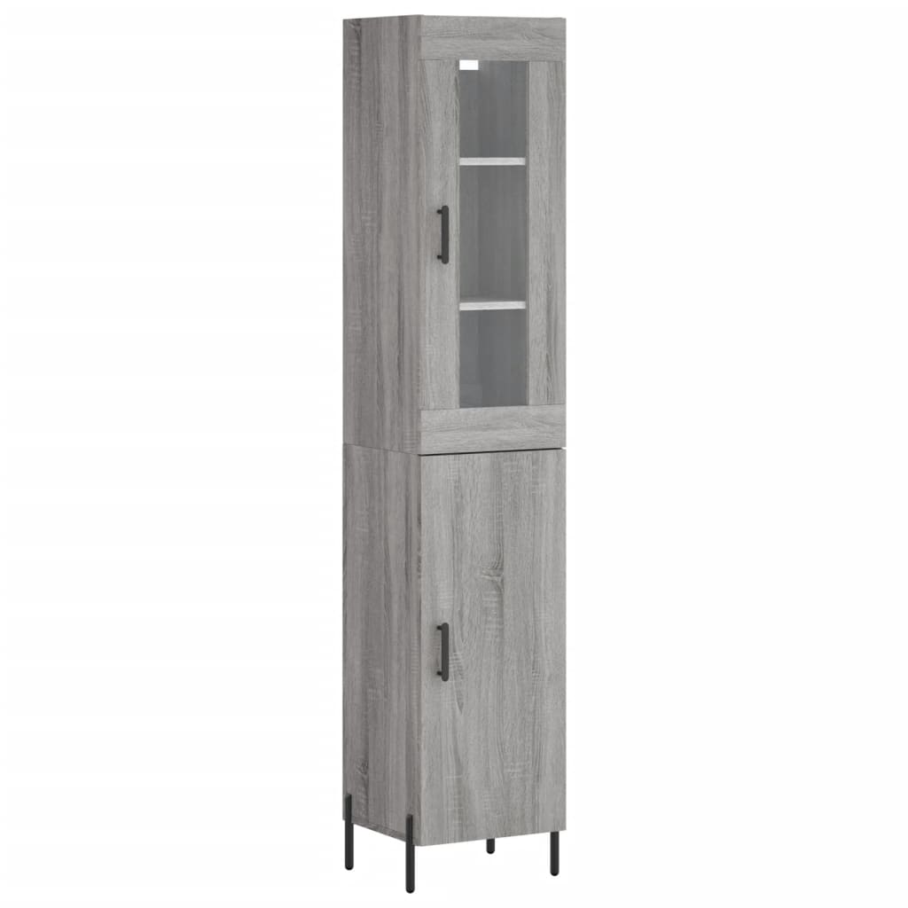 Hoge kast 34,5x34x180 cm bewerkt hout grijs sonoma eikenkleurig is nu te koop bij PeponiXL, paradijselijk wonen!