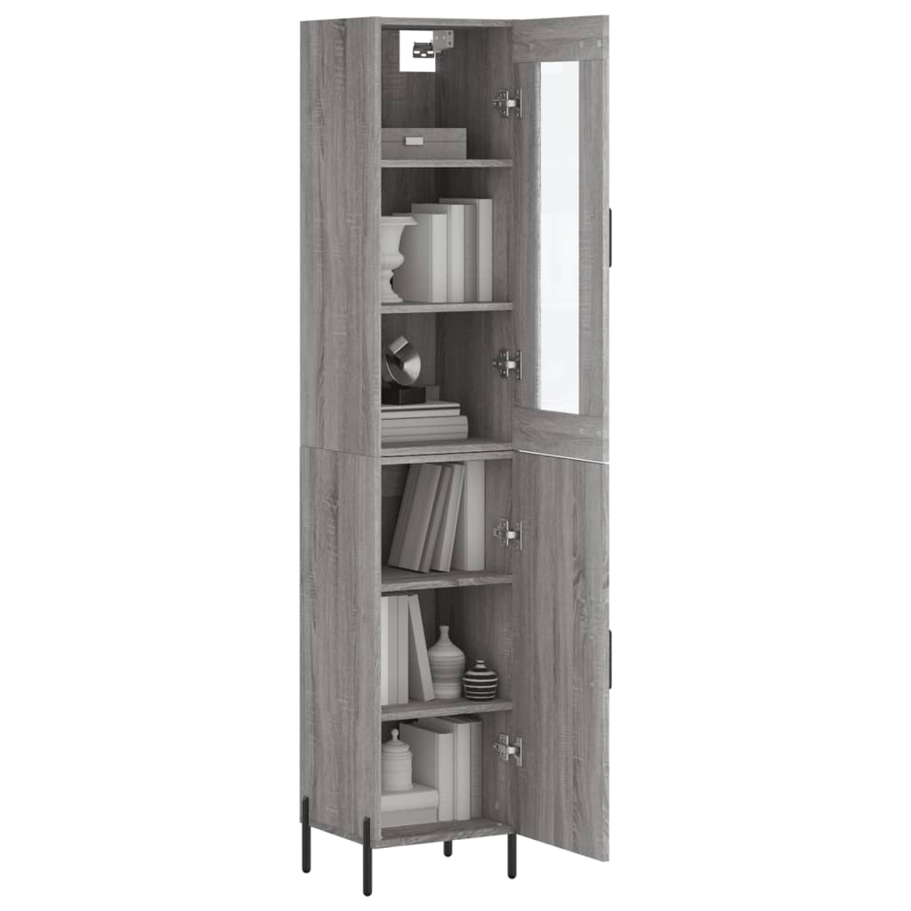 Hoge kast 34,5x34x180 cm bewerkt hout grijs sonoma eikenkleurig is nu te koop bij PeponiXL, paradijselijk wonen!