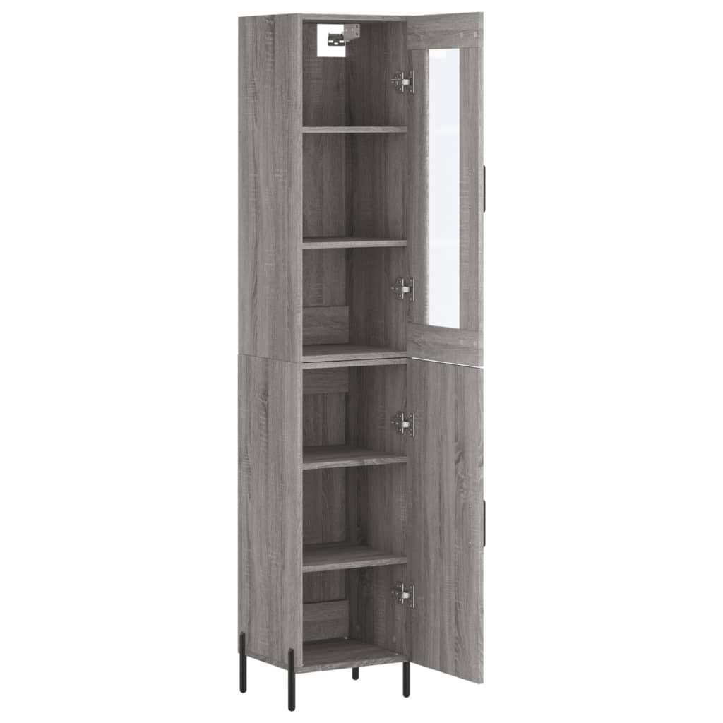 Hoge kast 34,5x34x180 cm bewerkt hout grijs sonoma eikenkleurig is nu te koop bij PeponiXL, paradijselijk wonen!