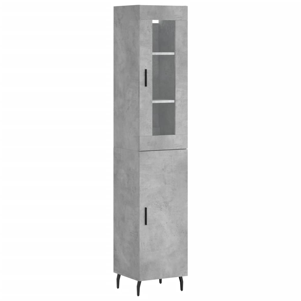 Hoge kast 34,5x34x180 cm bewerkt hout betongrijs is nu te koop bij PeponiXL, paradijselijk wonen!