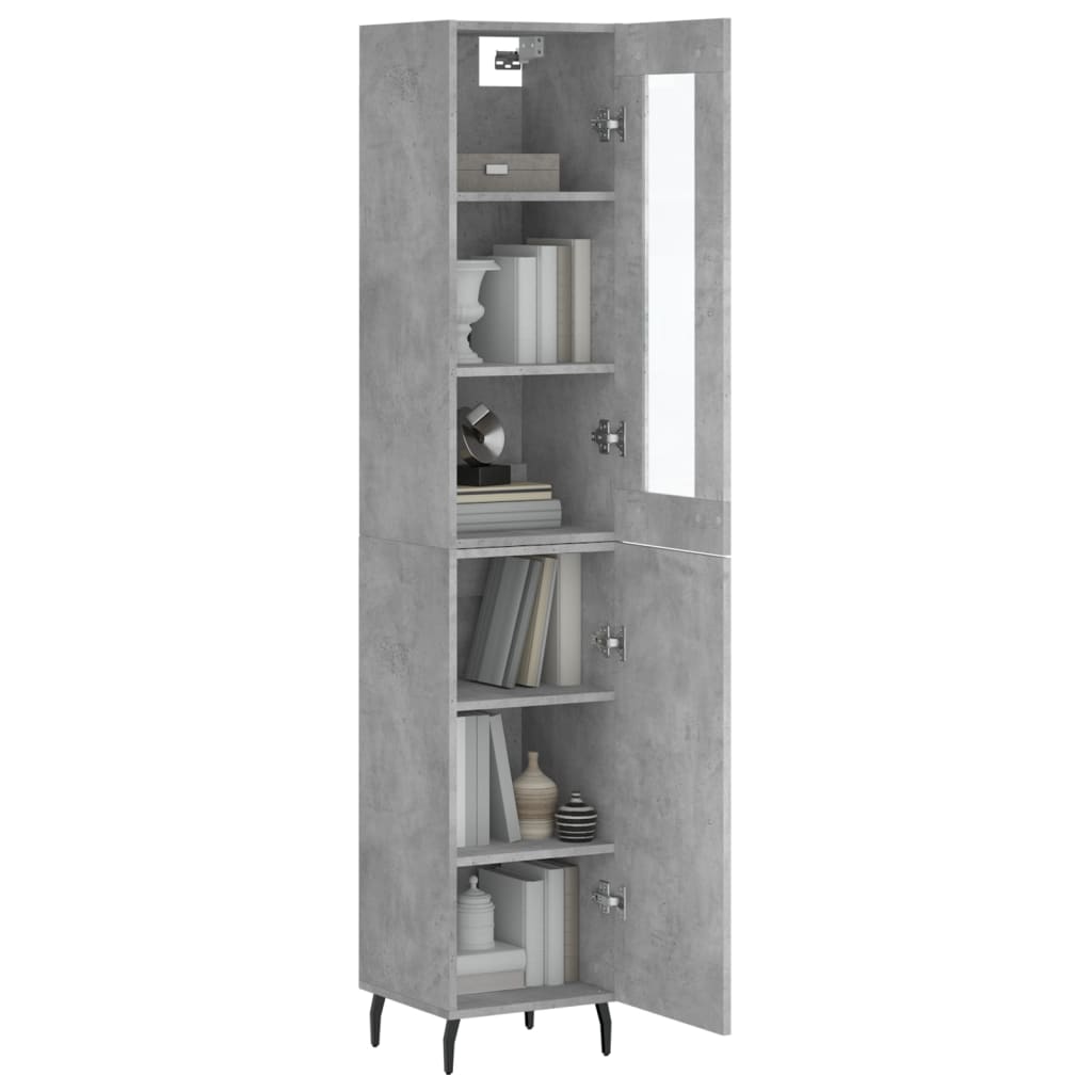 Hoge kast 34,5x34x180 cm bewerkt hout betongrijs is nu te koop bij PeponiXL, paradijselijk wonen!