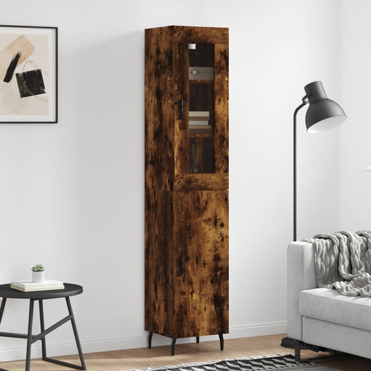 Hoge kast 34,5x34x180 cm bewerkt hout gerookt eikenkleurig is nu te koop bij PeponiXL, paradijselijk wonen!
