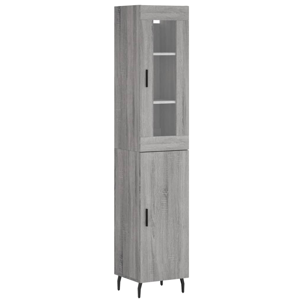 Hoge kast 34,5x34x180 cm bewerkt hout grijs sonoma eikenkleurig is nu te koop bij PeponiXL, paradijselijk wonen!