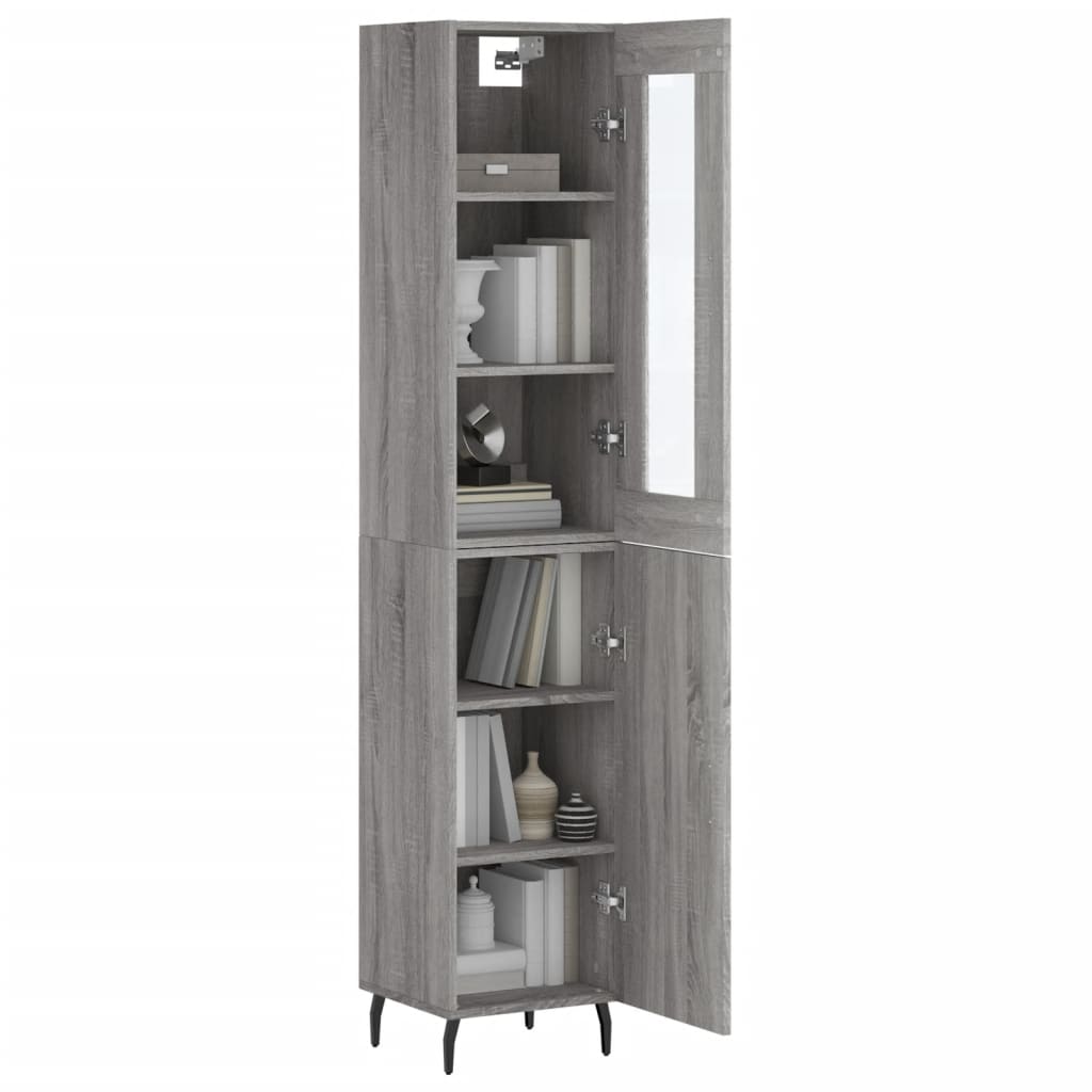 Hoge kast 34,5x34x180 cm bewerkt hout grijs sonoma eikenkleurig is nu te koop bij PeponiXL, paradijselijk wonen!