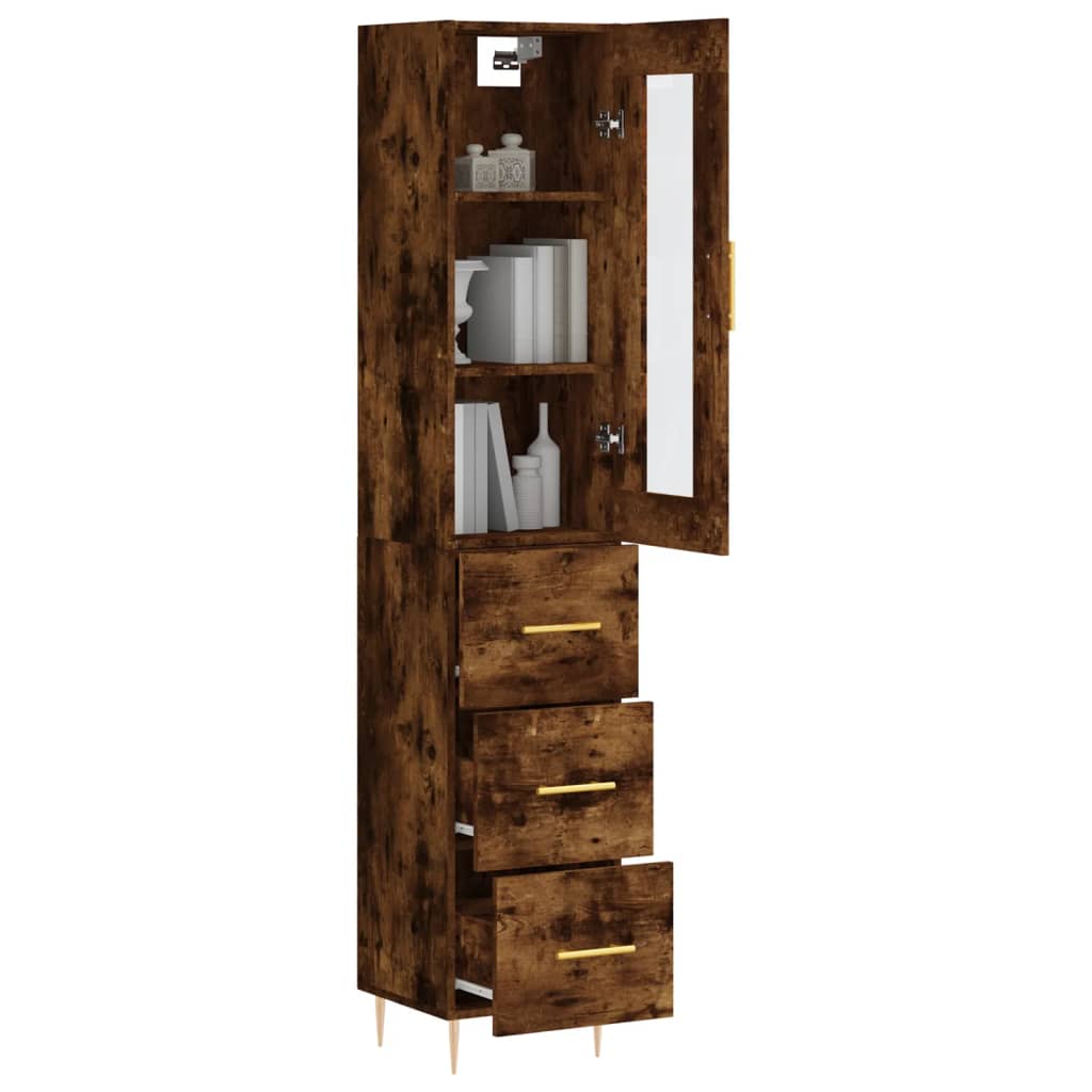Hoge kast 34,5x34x180 cm bewerkt hout gerookt eikenkleurig is nu te koop bij PeponiXL, paradijselijk wonen!