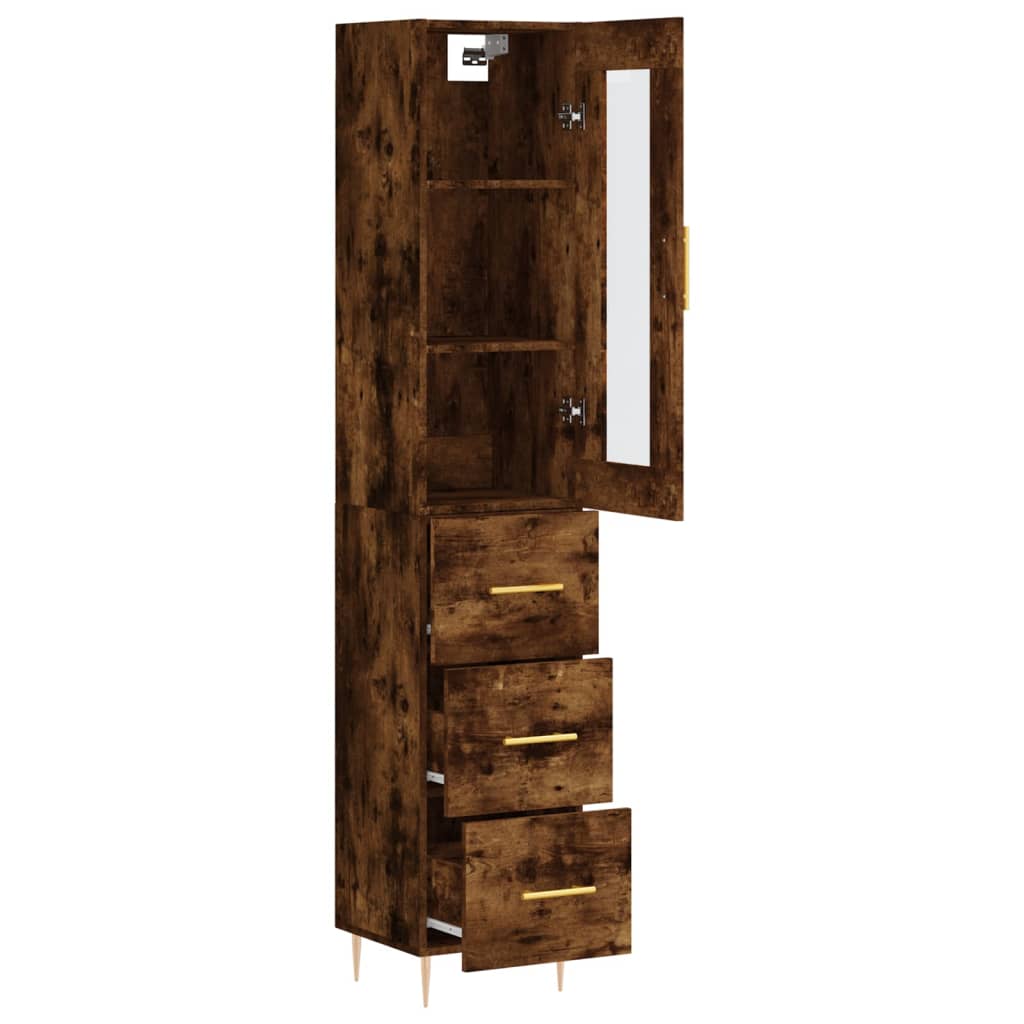 Hoge kast 34,5x34x180 cm bewerkt hout gerookt eikenkleurig is nu te koop bij PeponiXL, paradijselijk wonen!