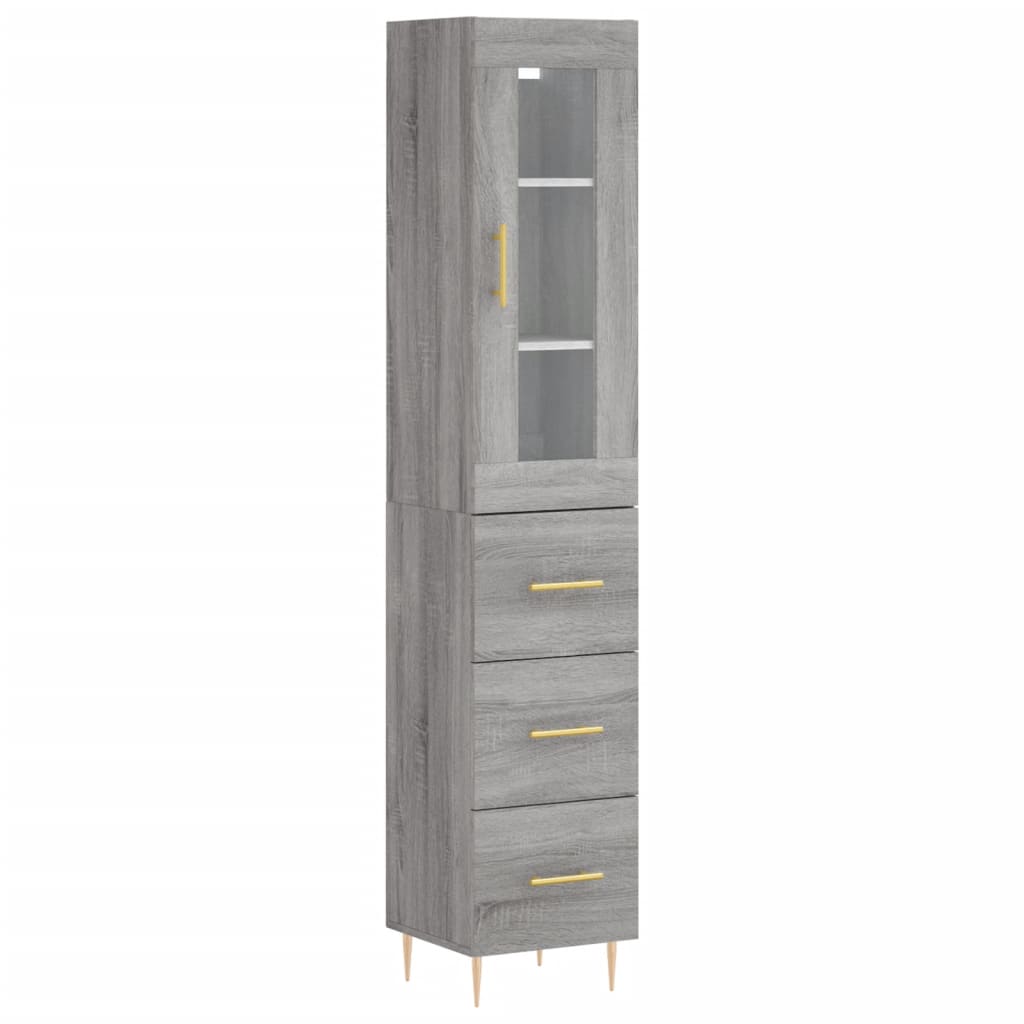 Hoge kast 34,5x34x180 cm bewerkt hout grijs sonoma eikenkleurig is nu te koop bij PeponiXL, paradijselijk wonen!