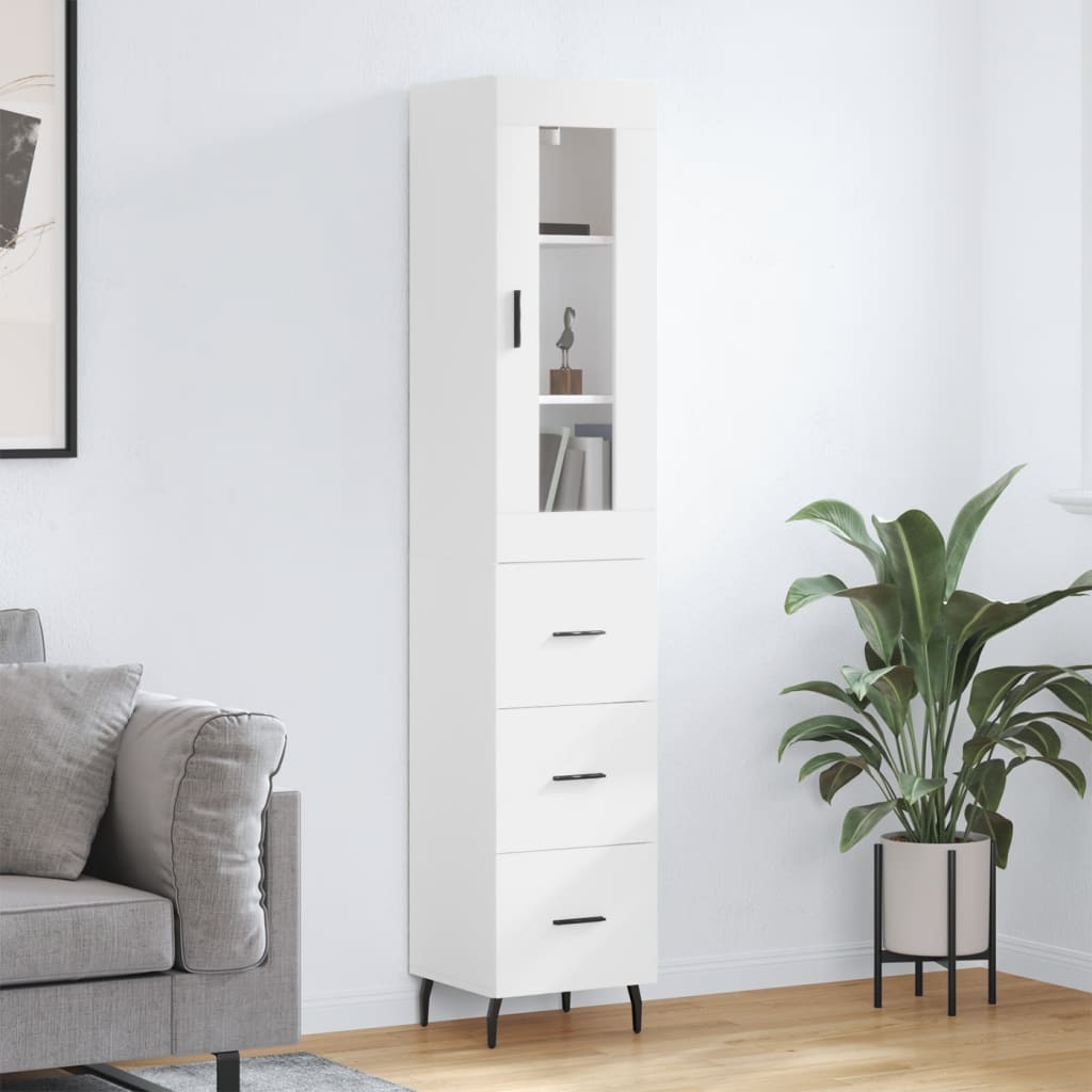 Hoge kast 34,5x34x180 cm bewerkt hout wit is nu te koop bij PeponiXL, paradijselijk wonen!